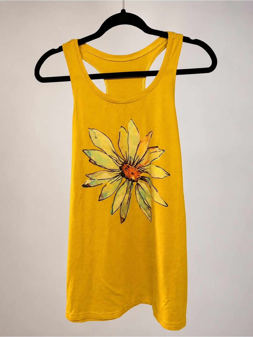 Yellow Floral Racerback Tank Top - Women's